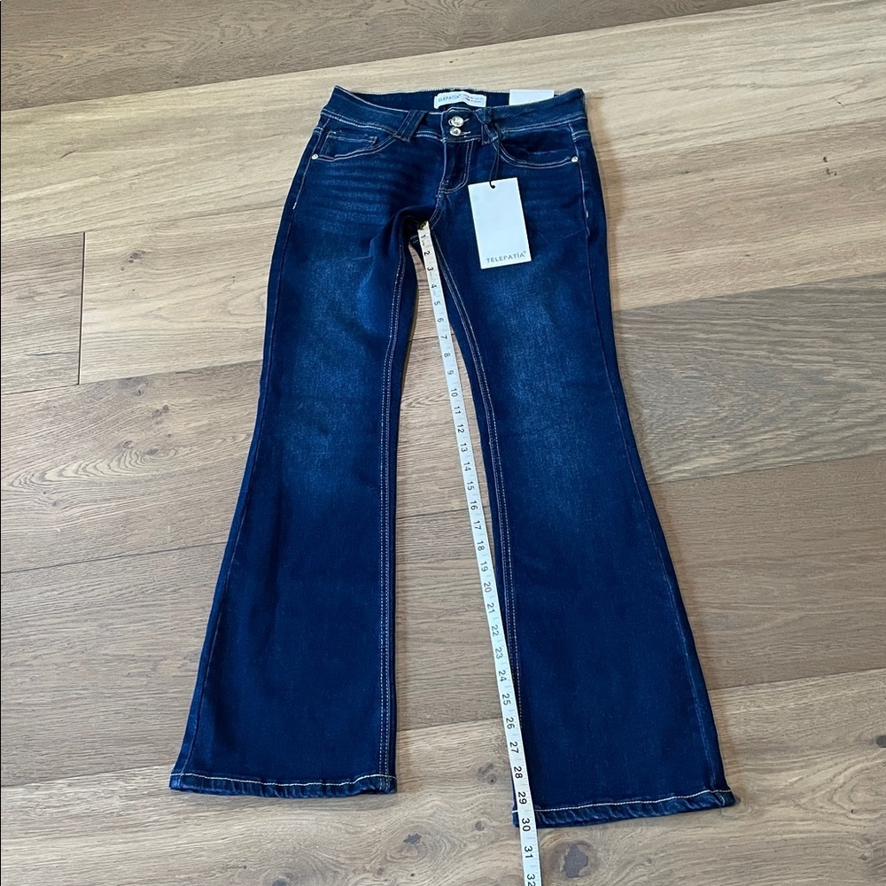 Telepatia Low Rise Boot Cut Jeans Rhinestone Embellished Size 5/27 NWT - Picture 5 of 11